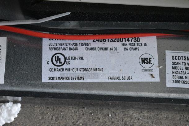 BRAND NEW SCRATCH AND DENT! 2024 Scotsman NS0422A-1B Prodigy Plus Series 22" Nugget Ice Machine - 420 lb. 115 Volts, 1 Phase. - Image 4 of 5