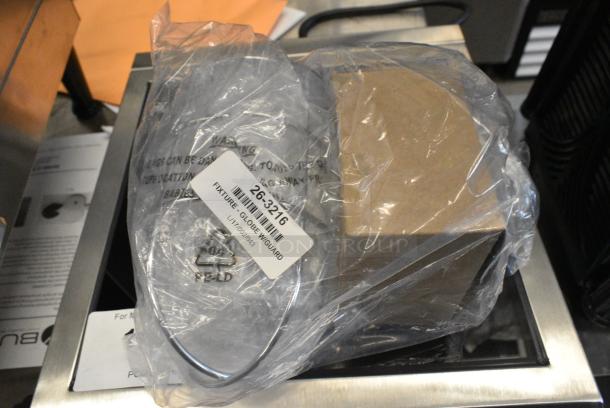 3 BRAND NEW SCRATCH AND DENT! AllPoints 26-3216 Light Fixture with Junction Box, Glass Globe, and Wire Guard. 3 Times Your Bid! - Image 2 of 3