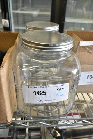 2 BRAND NEW SCRATCH AND DENT! Anchor Hocking 85725 1 Gallon Glass Cracker Jar with Brushed Metal Lid . 2 Times Your Bid!