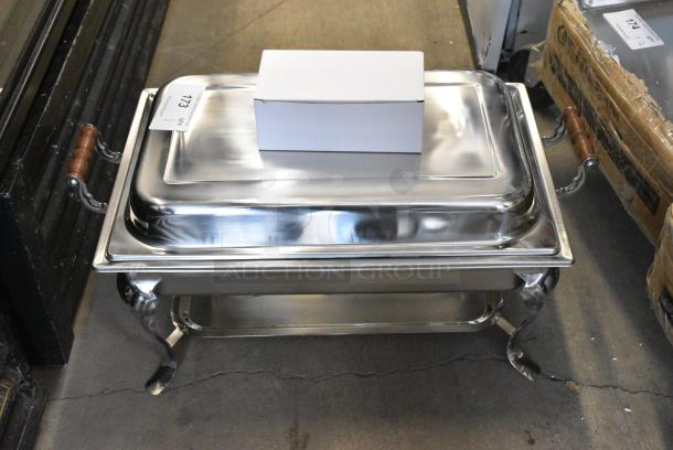 BRAND NEW SCRATCH AND DENT! Stainless Steel Chafer w/ Drop In and Sternos. - Image 1 of 7