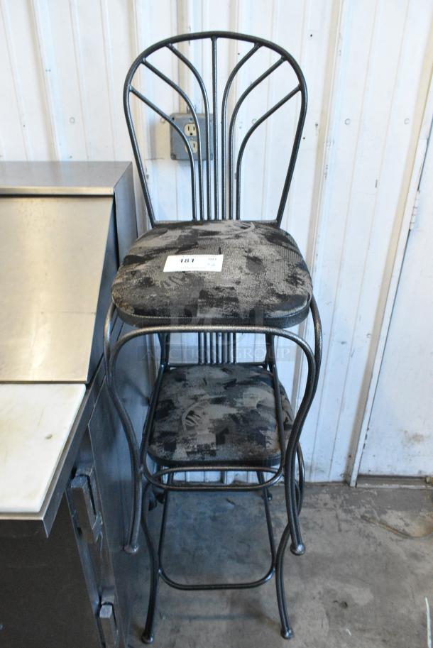 2 Black Metal Chair w/ Seat Cushion. 2 Times Your Bid! - Image 1 of 3