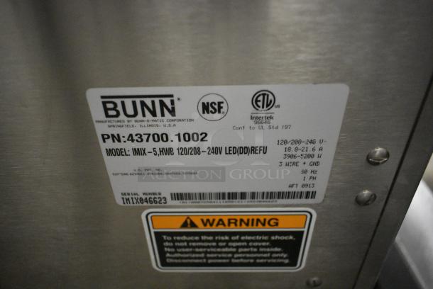Bunn IMIX-5 Stainless Steel Commercial Countertop Cappuccino Machine. 120/208-240 Volts, 1 Phase. - Image 5 of 5