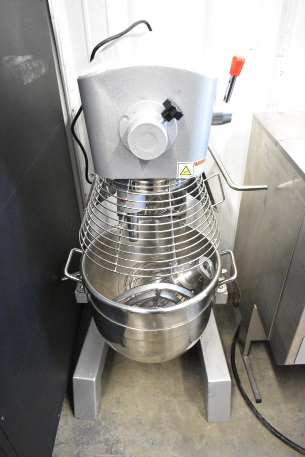 2024 PrepLine PHLM-30B-T Metal Commercial Floor Style 30 Quart Planetary Dough Mixer w/ Stainless Steel Mixing Bowl, Bowl Guard, Paddle and Whisk Attachments. 110 Volts, 1 Phase. Tested and Working! - Image 2 of 7