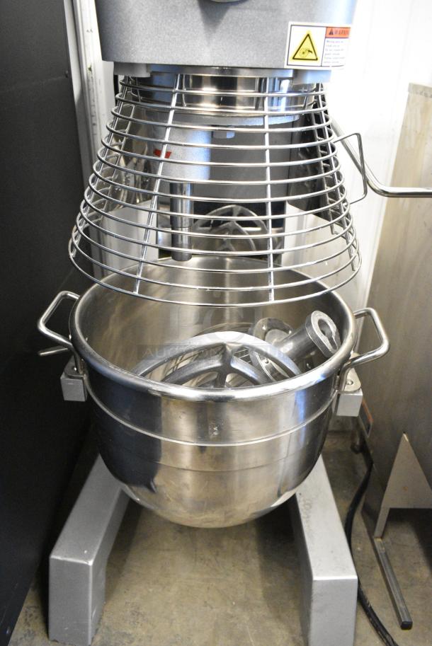 2024 PrepLine PHLM-30B-T Metal Commercial Floor Style 30 Quart Planetary Dough Mixer w/ Stainless Steel Mixing Bowl, Bowl Guard, Paddle and Whisk Attachments. 110 Volts, 1 Phase. Tested and Working! - Image 5 of 7