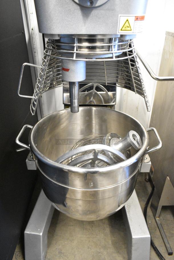 2024 PrepLine PHLM-30B-T Metal Commercial Floor Style 30 Quart Planetary Dough Mixer w/ Stainless Steel Mixing Bowl, Bowl Guard, Paddle and Whisk Attachments. 110 Volts, 1 Phase. Tested and Working! - Image 6 of 7