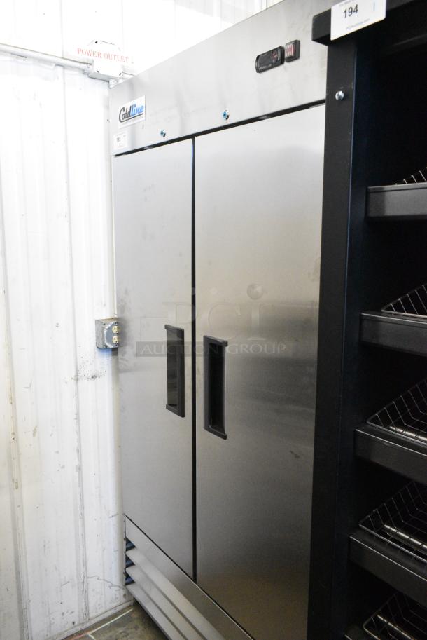 BRAND NEW! 2023 Coldline C35F Stainless Steel Commercial 2 Door Reach In Freezer w/ Poly Coated Racks on Commercial Casters. 115 Volts, 1 Phase. Tested and Working! - Image 1 of 7