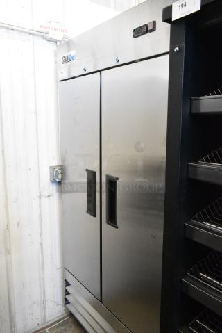 BRAND NEW! 2023 Coldline C35F Stainless Steel Commercial 2 Door Reach In Freezer w/ Poly Coated Racks on Commercial Casters. 115 Volts, 1 Phase. Tested and Working!