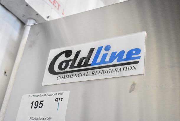 BRAND NEW! 2023 Coldline C35F Stainless Steel Commercial 2 Door Reach In Freezer w/ Poly Coated Racks on Commercial Casters. 115 Volts, 1 Phase. Tested and Working! - Image 3 of 7