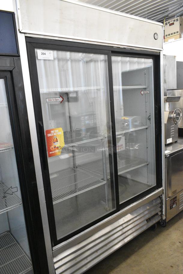 True TSD-47G Stainless Steel Commercial 2 Door Reach In Cooler Merchandiser on Commercial Casters. 115 Volts, 1 Phase. Tested and Working! - Image 1 of 5