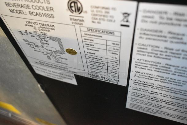 Avanti BCA516SS Metal Single Door Mini Cooler Merchandiser. 115 Volts, 1 Phase. Tested and Working! - Image 4 of 4