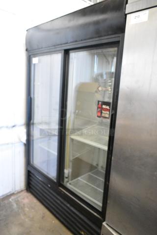 True Metal 2 Door Reach In Cooler Merchandiser w/ Poly Coated Racks. 115 Volts, 1 Phase. Tested and Working!