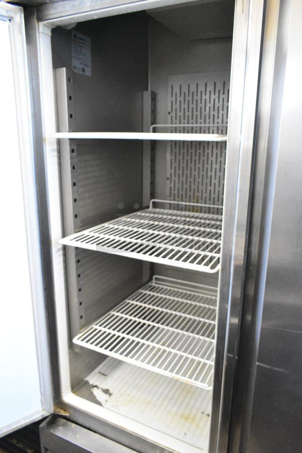 Jimex Ascend JFD-48F Stainless Steel Commercial 2 Door Reach In Freezer w/ Poly Coated Racks on Commercial Casters. 115 Volts, 1 Phase. Tested and Powers On But Does Not Get Cold - Image 4 of 6