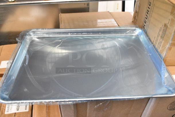 12 BRAND NEW SCRATCH AND DENT! Choice 407BUNHALF Half Size 13" x 18" 19 Gauge Wire in Rim Aluminum Bun / Sheet Pan. 12 Times Your Bid! - Image 1 of 4