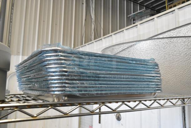 12 BRAND NEW SCRATCH AND DENT! Choice 407BUNHALF Half Size 13" x 18" 19 Gauge Wire in Rim Aluminum Bun / Sheet Pan. 12 Times Your Bid! - Image 2 of 4