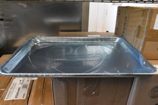 12 BRAND NEW SCRATCH AND DENT! Choice 407BUNHALF Half Size 13" x 18" 19 Gauge Wire in Rim Aluminum Bun / Sheet Pan. 12 Times Your Bid! - Image 3 of 4