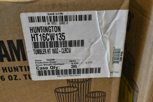 2 BRAND NEW SCRATCH AND DENT! Box of 36 Cambro HT16CW135 Camwear Huntington 16 oz. Clear Customizable Polycarbonate Tumbler. 2 Times Your Bid! - Image 4 of 6