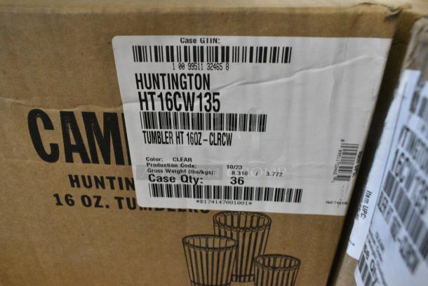 2 BRAND NEW SCRATCH AND DENT! Box of 36 Cambro HT16CW135 Camwear Huntington 16 oz. Clear Customizable Polycarbonate Tumbler. 2 Times Your Bid! - Image 6 of 6
