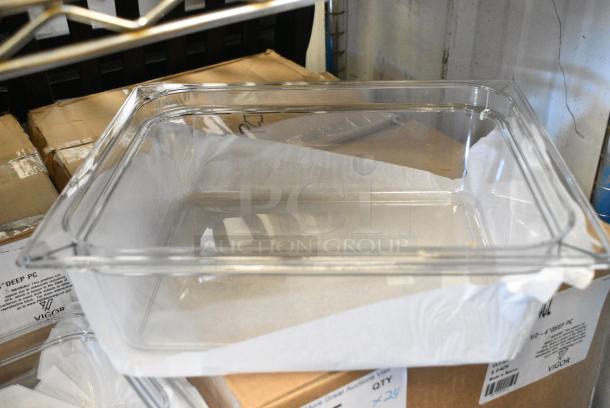 24 BRAND NEW SCRATCH AND DENT! 247FP124CL Vigor 1/2 Size 4" Deep Clear Polycarbonate Food Pan. 24 Times Your Bid! - Image 3 of 5