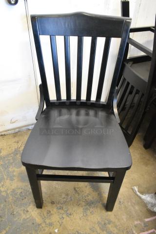 4 BRAND NEW SCRATCH AND DENT! Black Wood Pattern Dining Height Chair. 4 Times Your Bid!