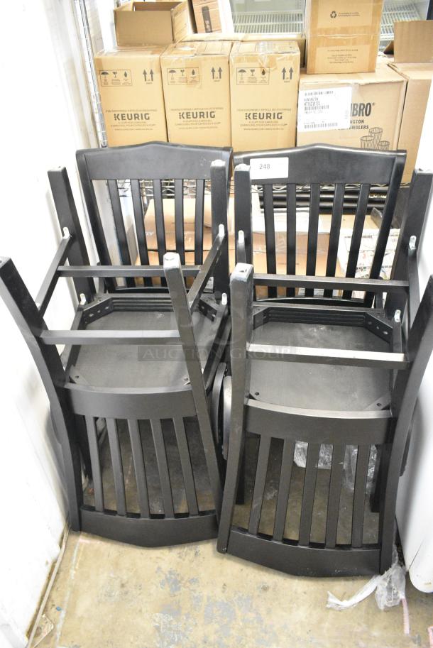 4 BRAND NEW SCRATCH AND DENT! Black Wood Pattern Dining Height Chair. 4 Times Your Bid! - Image 2 of 3