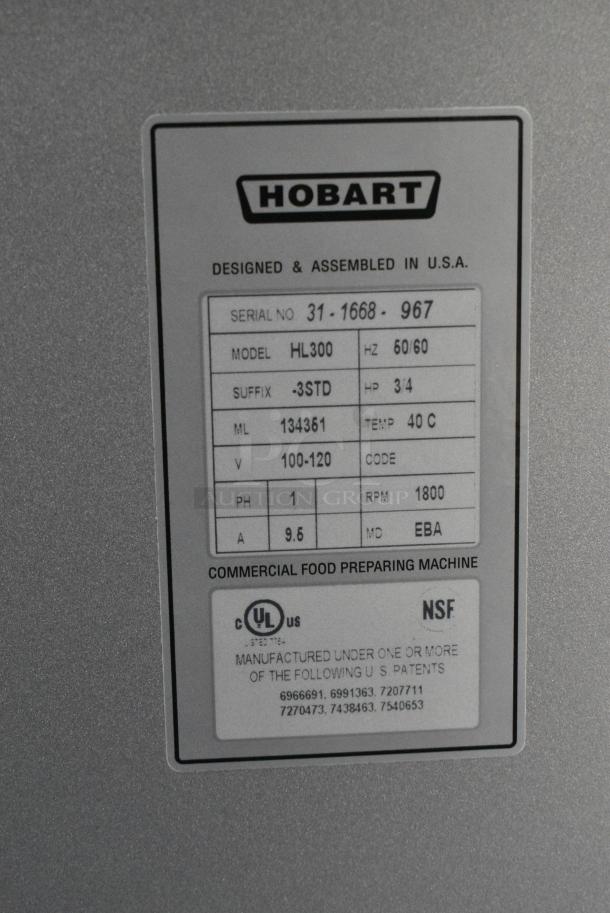 BRAND NEW SCRATCH AND DENT! Hobart Legacy HL300 Metal Commercial Floor Style 30 Quart Planetary Dough Mixer w/ Stainless Steel Mixing Bowl, Bowl Guard and Whisk Attachment. 100-120 Volts, 1 Phase. Tested and Working! - Image 6 of 6