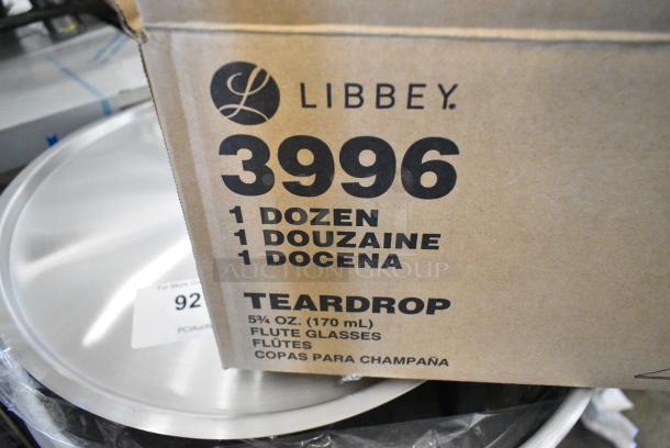 BRAND NEW SCRATCH AND DENT! Box of 12 Libbey 3996 Teardrop 5.75 oz. Customizable Flute Glass. - Image 4 of 4