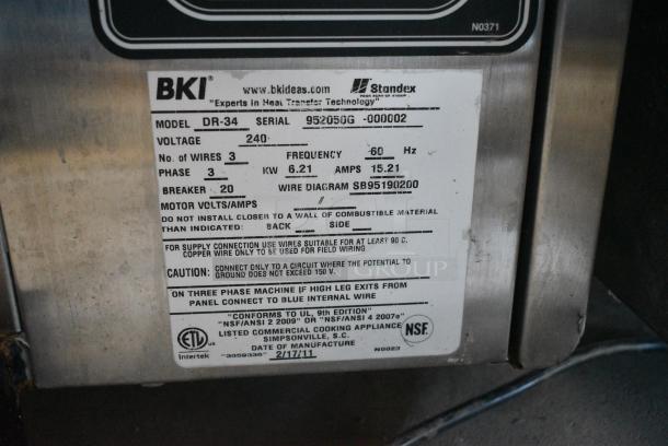 BKI DR-34 Stainless Steel Commercial Countertop Electric Powered Rotisserie Oven. 240 Volts, 3 Phase. - Image 7 of 7