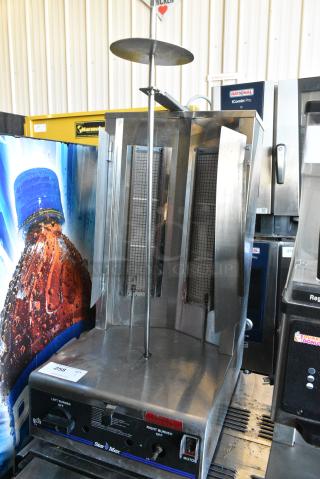 Star Max VBG30-NAT Stainless Steel Commercial Countertop Natural Gas Powered Gyro Machine. 15,000 BTU.