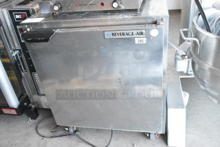Beverage Air UCR27A-23 Stainless Steel Commercial Undercounter Single Door Cooler on Commercial Casters. 115 Volts, 1 Phase. Tested and Working!