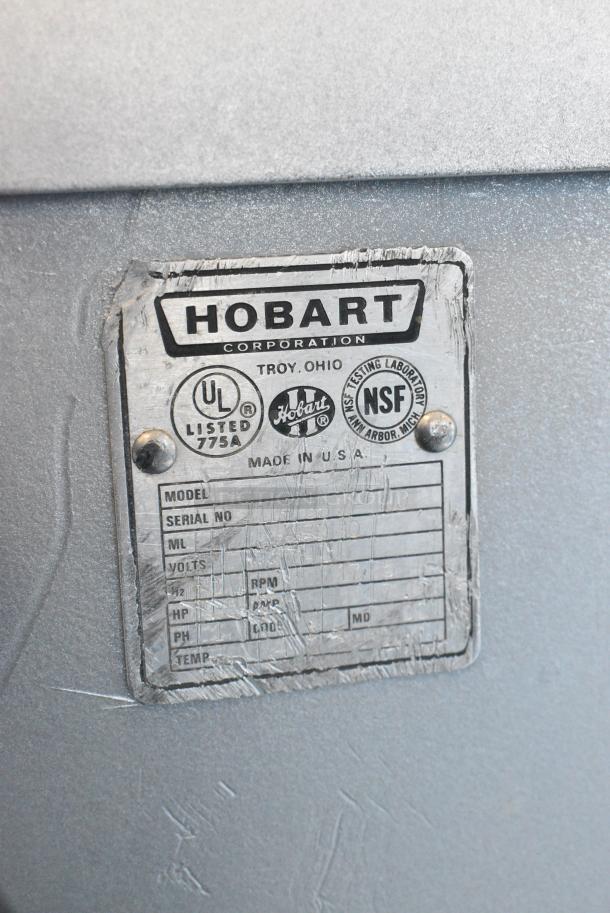 Hobart P600 Metal Commercial Floor Style 60 Quart Planetary Dough Mixer w/ Pelican Head, Stainless Steel Mixing Bowl, Dough Hook and Whisk Attachments. 240 Volts, 1 Phase. - Image 8 of 8