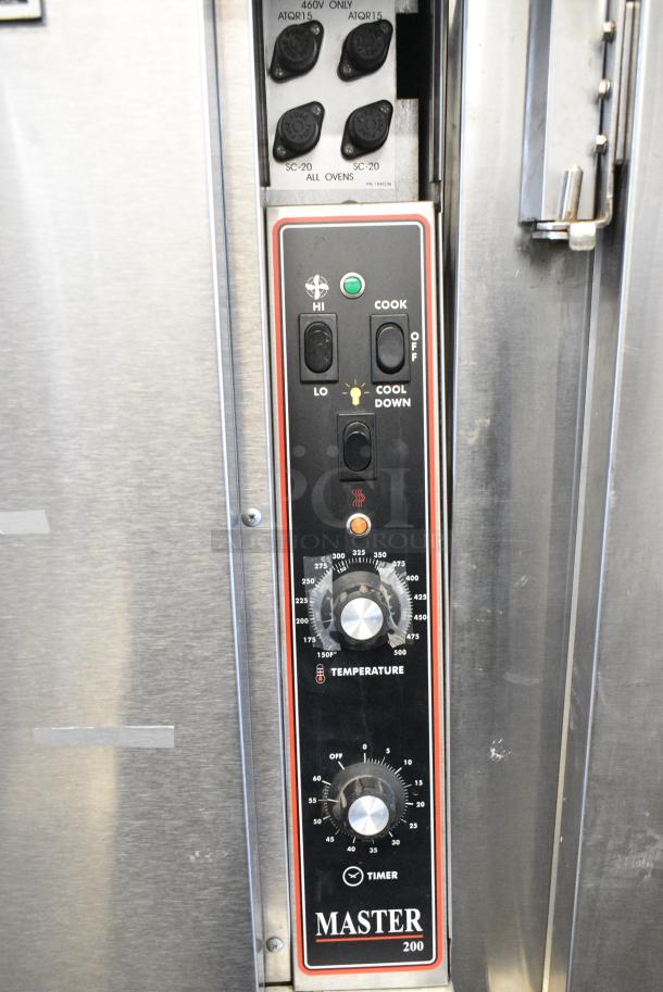 2 Garland Master 200 Stainless Steel Commercial  Electric Powered Full Size Convection Oven w/ Solid Doors, Metal Oven Racks and Thermostatic Controls on Commercial Casters. 240/480 Volts, 3 Phase.  2 Times Your Bid! - Image 4 of 7