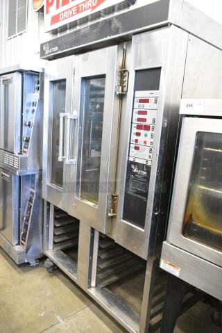 Baxter Stainless Steel Commercial Electric Powered Mini Rotating Pan Rack Oven on Pan Rack w/ Commercial Casters. 250 Volts, 3 Phase.