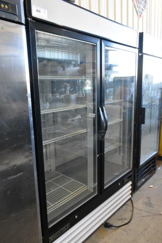Maxx Cold MXM2-48F Stainless Steel Commercial 2 Door Reach In Freezer Merchandiser w/ Poly Coated Racks. 115/230 Volts, 1 Phase.
