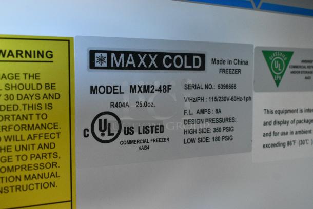 Maxx Cold MXM2-48F Stainless Steel Commercial 2 Door Reach In Freezer Merchandiser w/ Poly Coated Racks. 115/230 Volts, 1 Phase. - Image 6 of 6