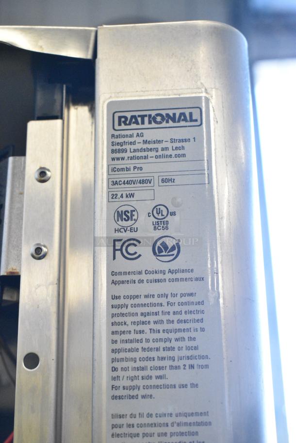 2 2021 Rational LM100CE.AXXXX/LM100EE.AXXXX iCombi Pro Stainless Steel Commercial Electric Powered Combi Convection Ovens. 440 Volts, 3 Phase. 2 Times Your Bid! - Image 6 of 9
