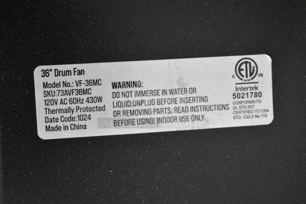 Boltic VF-36MC Black Metal Air Mover Drum Fan. 120 Volts, 1 Phase. Tested and Working! - Image 5 of 5