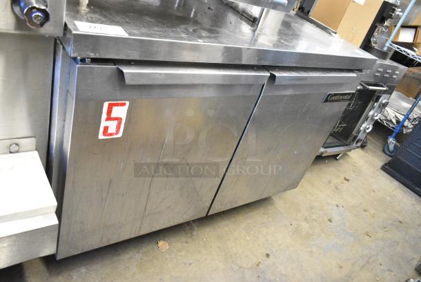 Continental SW48 Stainless Steel Commercial 2 Door Undercounter Cooler on Commercial Casters. 115 Volts, 1 Phase. Tested and Working! - Image 1 of 8