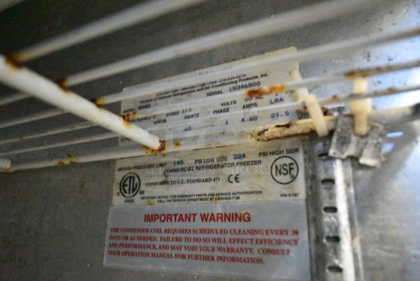 Continental SW48 Stainless Steel Commercial 2 Door Undercounter Cooler on Commercial Casters. 115 Volts, 1 Phase. Tested and Working! - Image 7 of 8