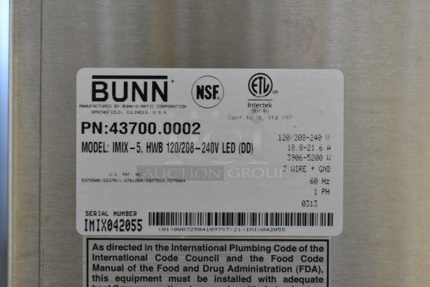 Bunn IMIX-5 Stainless Steel Commercial Countertop Cappuccino Machine. 120/208-240 Volts, 1 Phase. - Image 5 of 5