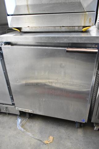 Beverage Air WTR27A Stainless Steel Commercial Undercounter Single Door Cooler on Commercial Casters. 115 Volts, 1 Phase. Tested and Working!