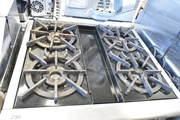 Wolf Stainless Steel Commercial Natural Gas Powered 4 Burner Range w/ Convection Oven. - Image 3 of 6