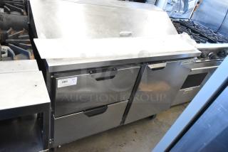 Beverage Air SPED48-12-2 Stainless Steel Commercial Sandwich Salad Prep Table Bain Marie Mega Top on Commercial Casters. 115 Volts, 1 Phase. Tested and Working!