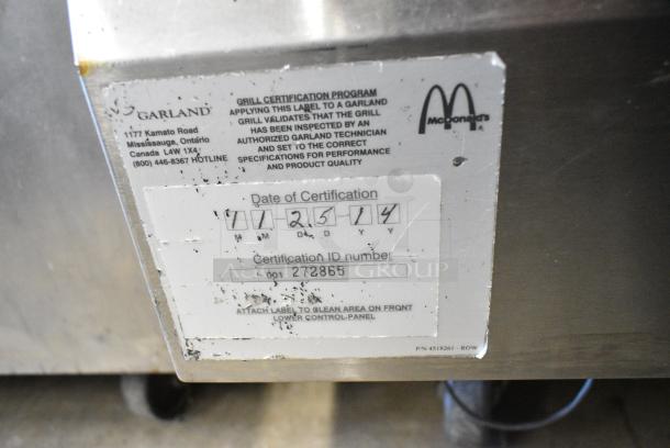 Garland GWG2W-1 Stainless Steel Commercial Natural Gas Powered Clamshell Panini Press Flat Top Griddle on Commercial Casters. - Image 6 of 10