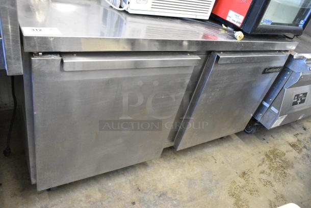 Continental SW60 Stainless Steel 2 Door Undercounter Cooler on Commercial Casters. 115 Volts, 1 Phase. Tested and Working! - Image 1 of 6