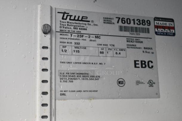 True T-23F-2-MC Stainless Steel Commercial 2 Half Size Door Reach In Freezer on Commercial Casters. 115 Volts, 1 Phase. Tested and Powers On But Does Not Get Cold - Image 6 of 6