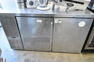 Perlick BSDZ60 Stainless Steel Commercial 2 Door Back Bar Cooler. One Door Is Locked. 115 Volts, 1 Phase.