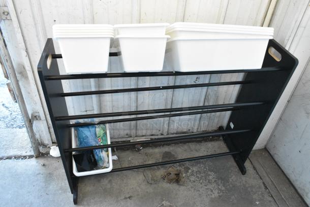 Humble Crew Black Storage Rack Organizer w/ White Poly Bins. - Image 1 of 6
