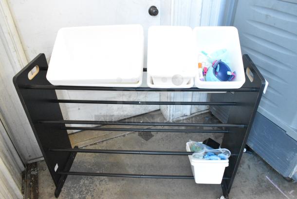 Humble Crew Black Storage Rack Organizer w/ White Poly Bins. - Image 2 of 6