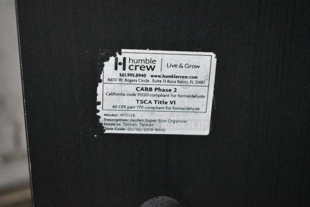 Humble Crew Black Storage Rack Organizer w/ White Poly Bins. - Image 3 of 6