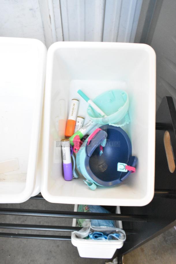 Humble Crew Black Storage Rack Organizer w/ White Poly Bins. - Image 4 of 6